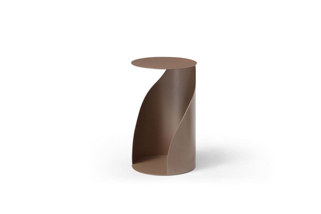 Steel Round Pedestal End Table (719935) - Gold