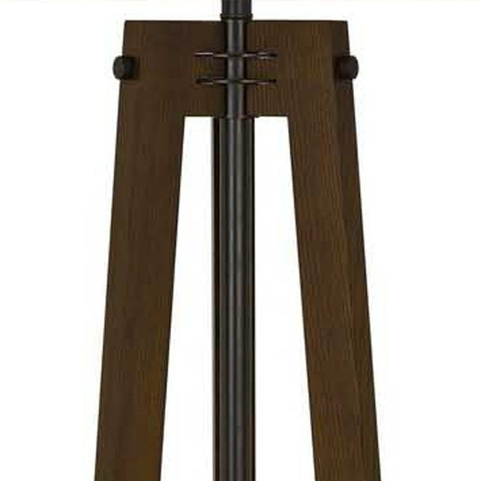 Tripod Floor Lamp With White Rectangular Shade - Brown
