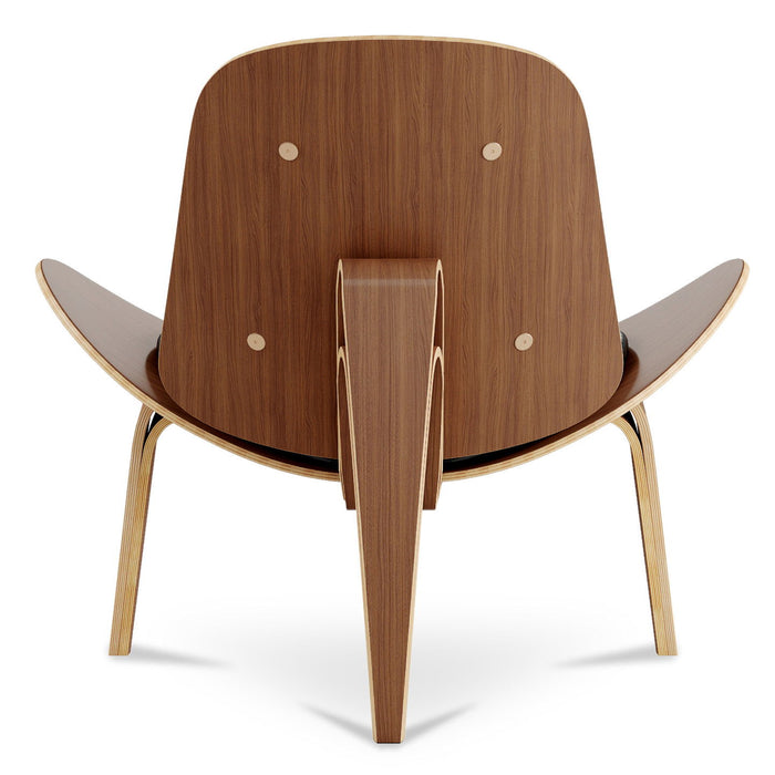 Genuine Leather Lounge Chair - Black And Wood Brown