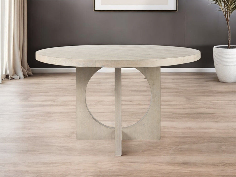 54" Rounded Pedestal Base Dining Table - Natural