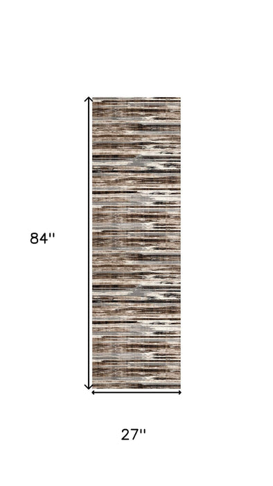 7' Abstract Runner Rug (609620) - Brown / Beige
