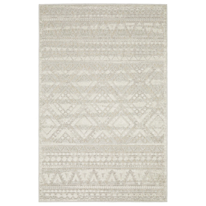 10' X 13' Tribal Area Rug - Beige And Ivory