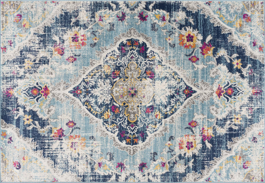 12' x 18' Oriental Washable Non Skid Area Rug - Blue