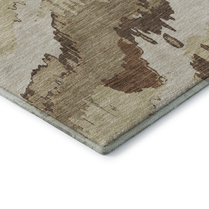 10' X 14' Abstract Washable Area Rug With UV Protection (668645) - Chocolate / Ivory / Beige