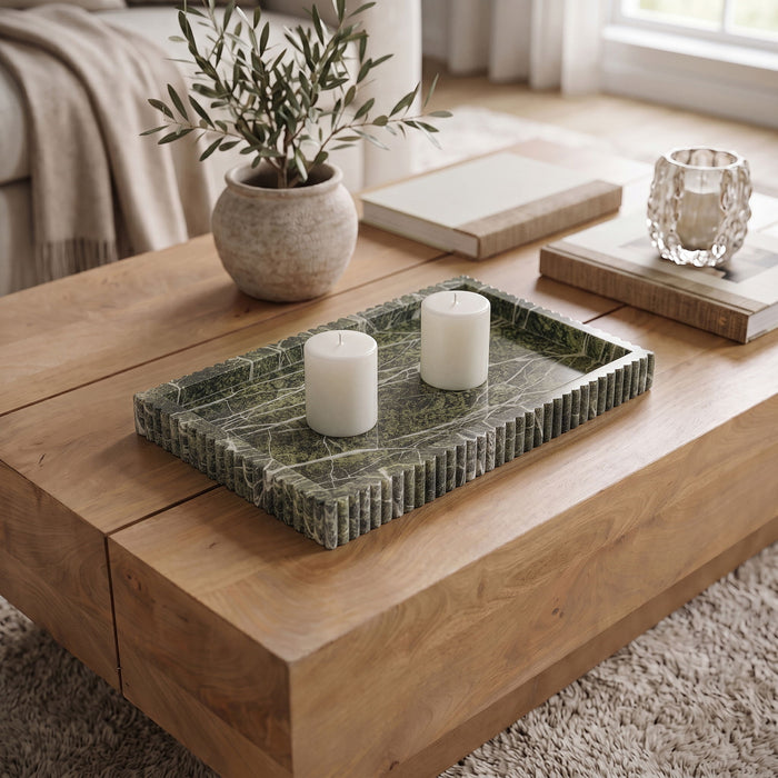 Elegant marble tray from Meridian Furniture featuring a smooth, polished surface and rectangular shape for stylish home decor.