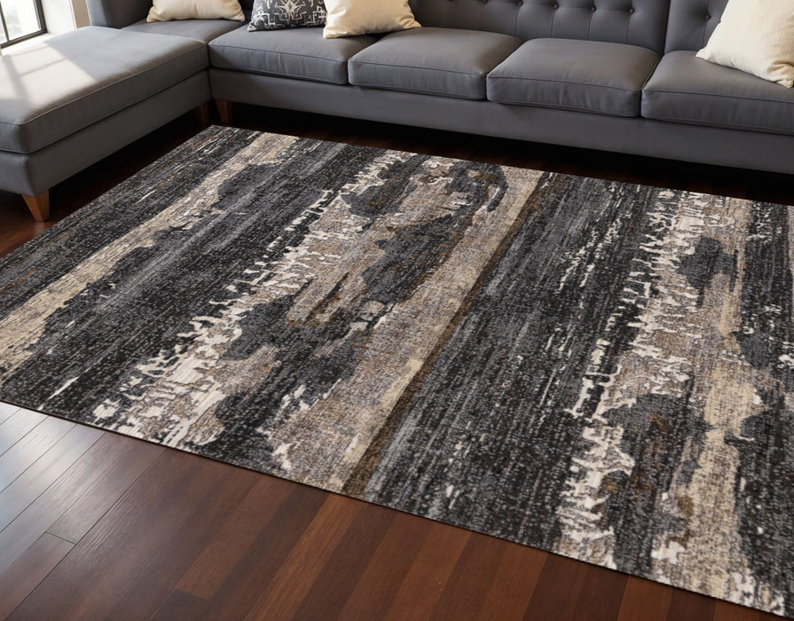 8' X 11' Abstract Area Rug (660110) - Gray / Black / Tan