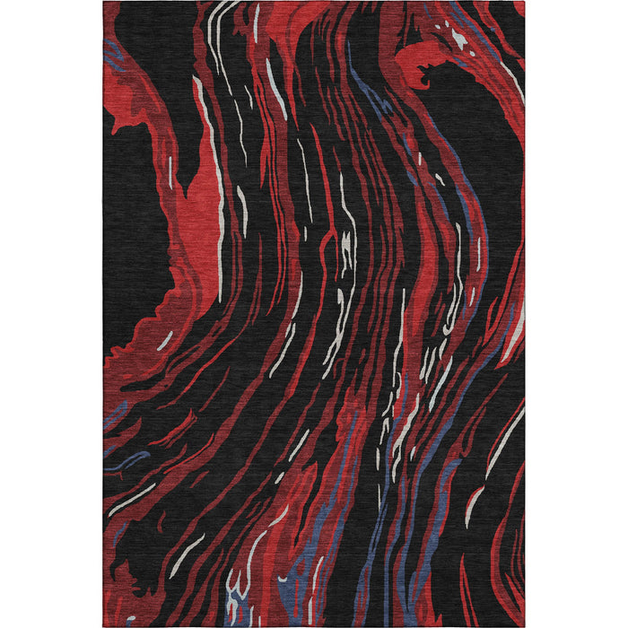 10' X 14' Abstract Washable Area Rug With UV Protection (681365) - Black / Red / Blue