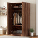 Giga 2-door wooden wardrobe armoire in brown with three storage shelves, showcasing a classic design and spacious interior.