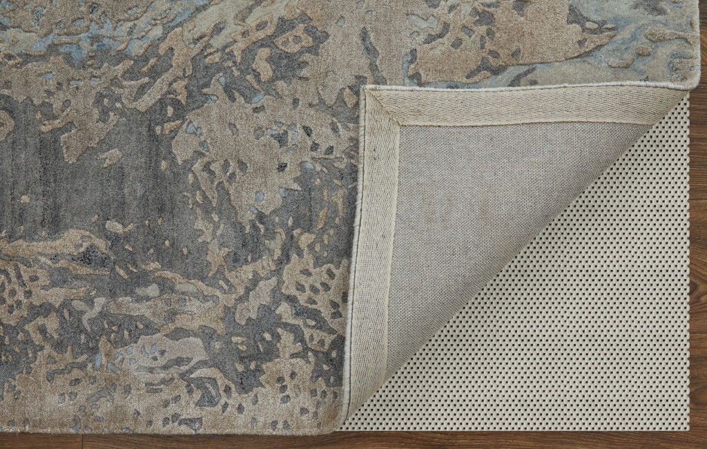 10' X 14' Abstract Hand Tufted Distressed Area Rug - Gray