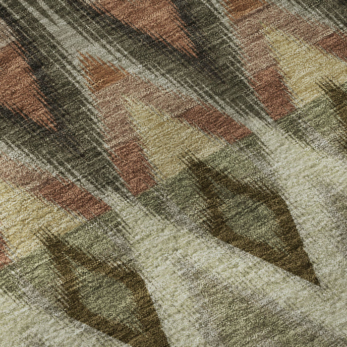10' X 14' Southwestern Washable Area Rug With UV Protection (651929) - Taupe / Olive Green / Beige