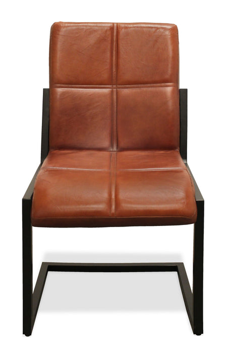 Upholstered Leather Dining Side Chair - Cinnamon / Black