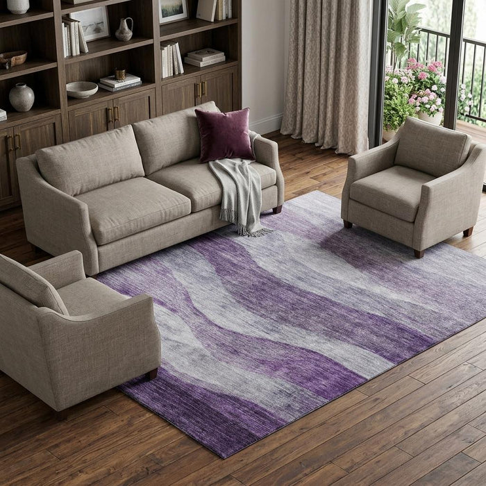 10' X 14' Abstract Washable Area Rug With UV Protection (686336) - Lavender / Lilac