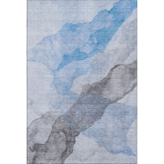 10' X 14' Abstract Washable Area Rug With UV Protection (718187) - Sky Blue / Gray