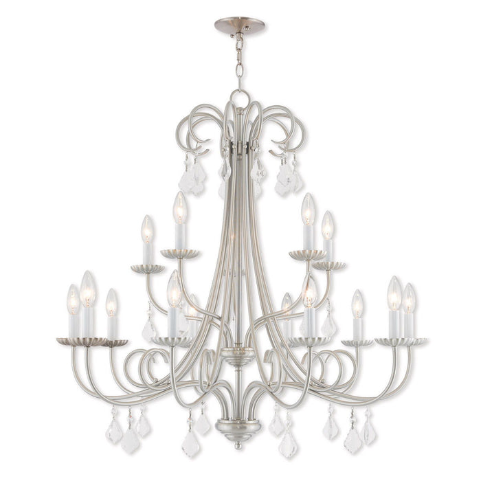 34" Multi Light Dimmable Chandelier With Shades - Nickel