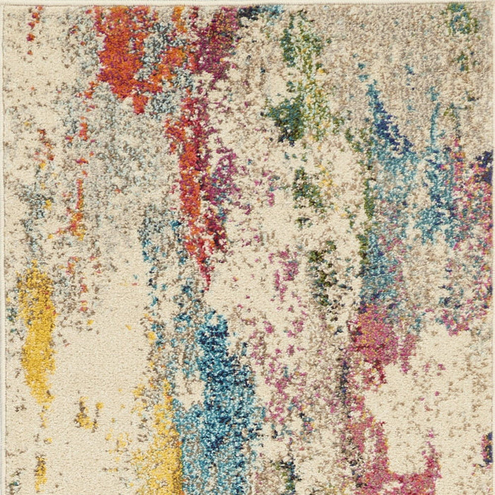 2' x 8' Abstract Power Loom Non Skid Runner Rug - Ivory