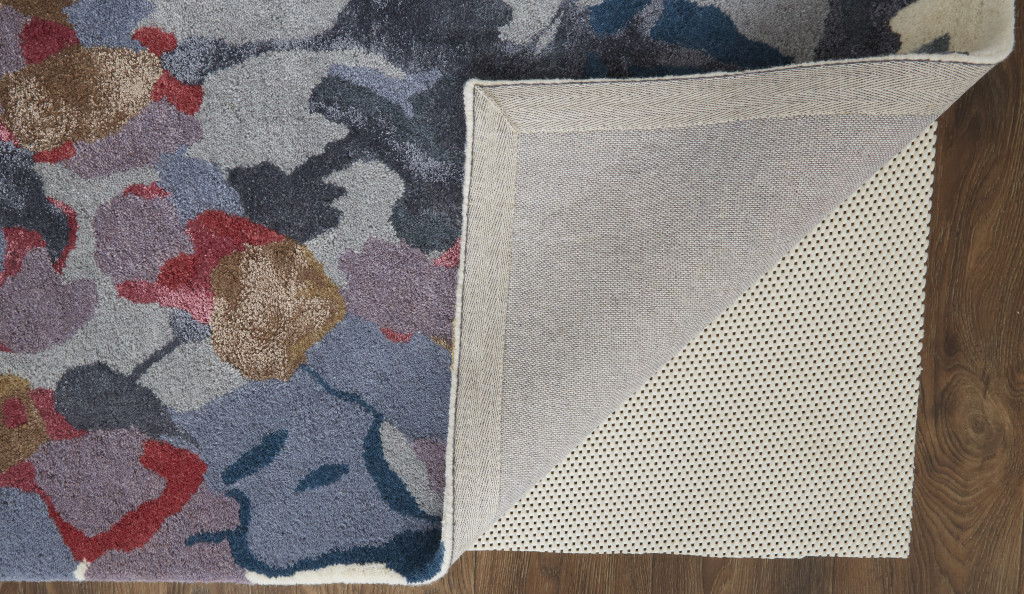 8' x 10' Wool Floral Hand Tufted Area Rug - Blue Gray And Pink
