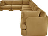 Hammond Meridian Furniture velvet upholstered 8-piece L-shaped stationary sectional sofa with plush cushions and modern design.