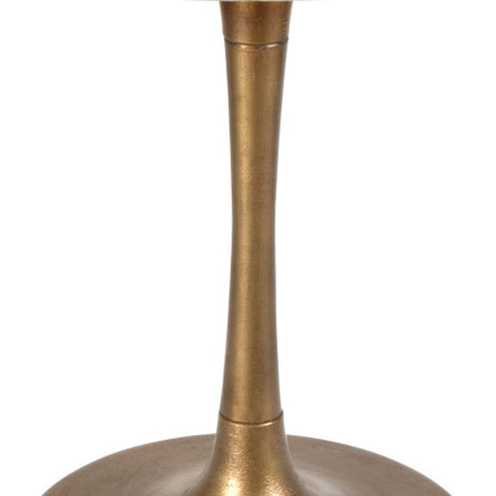 36" Modern Marble And Burnished Pedestal Bistro Table - White / Gold