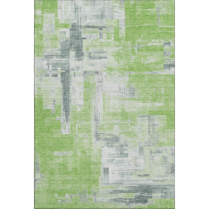 10' X 14' Abstract Washable Area Rug With UV Protection (693072) - Artichoke Green / Gray / Ivory