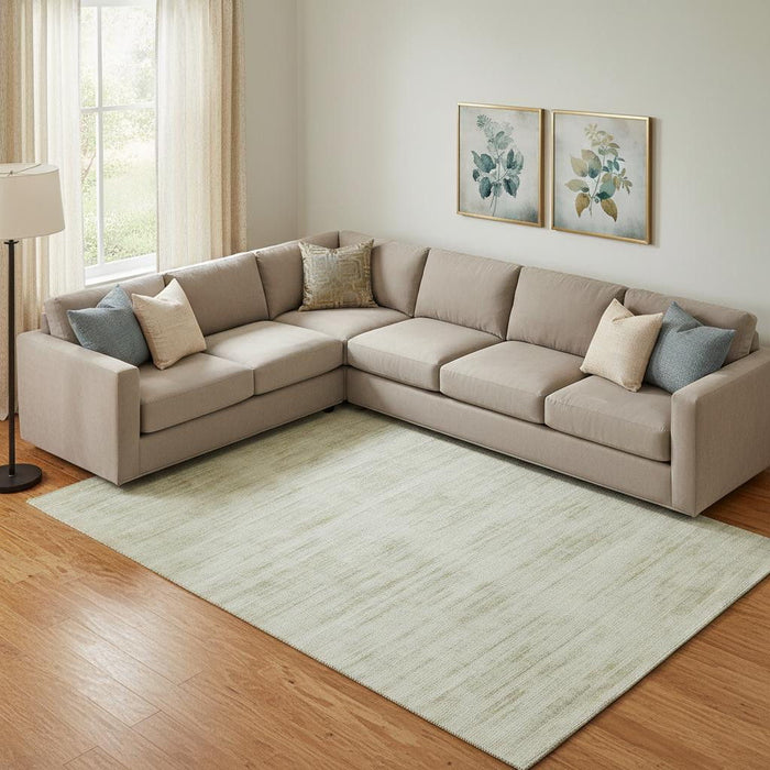 9' X 12' Striped Hand Woven Area Rug (570240) - Sand / Ivory