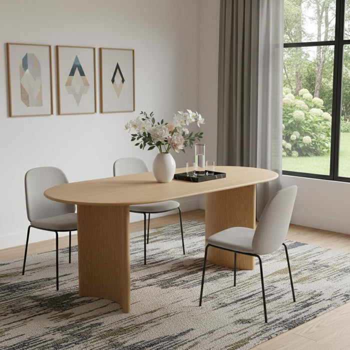 67" Solid Wood Double Pedestal Base Oval Dining Table - Natural