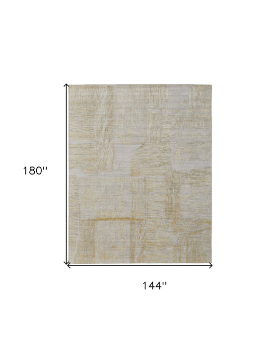 12' x 15' Modern Abstract Hand Woven Area Rug - Yellow And Ivory