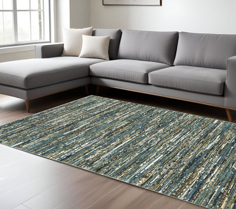 7' X 10' Striped Area Rug - Blue