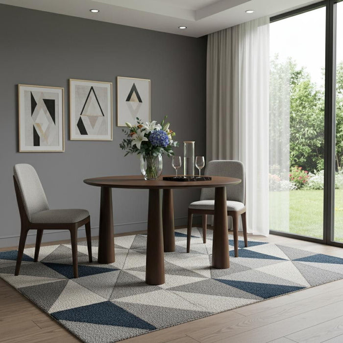 Solid Wood Round Top Dining Table - Walnut
