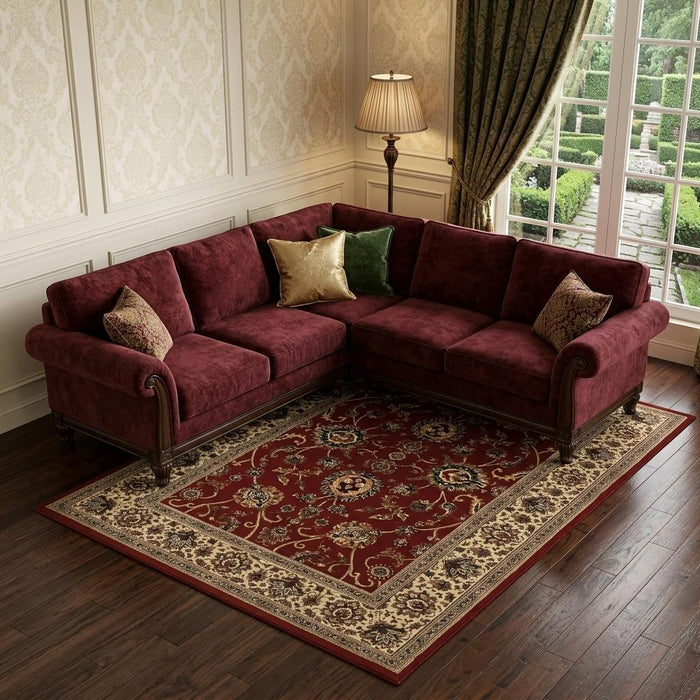 10' X 13' Oriental Area Rug (574352) - Red / Ivory