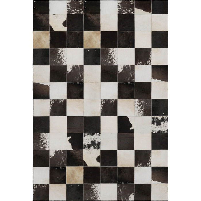 10' X 14' Patchwork Washable Area Rug With UV Protection (644742) - Black / Ivory / Beige