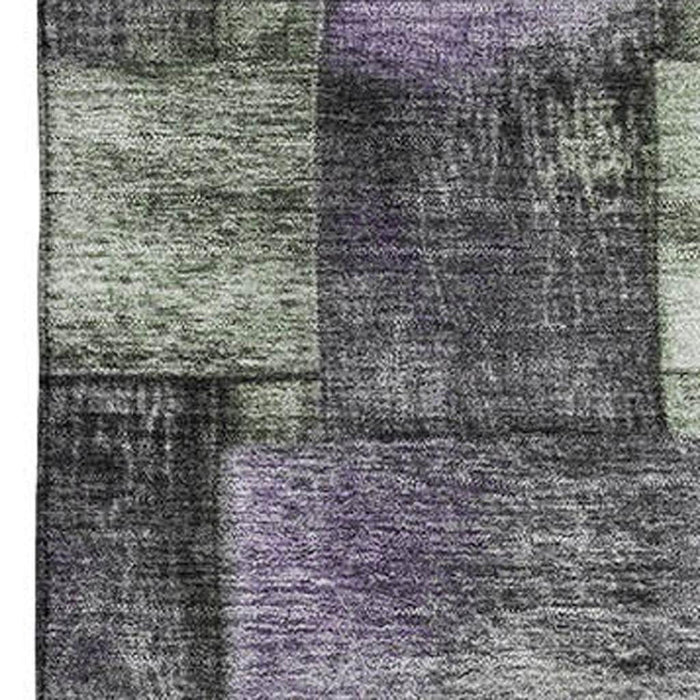 10' X 14' Striped Washable Area Rug With UV Protection (710238) - Sage / Lavender