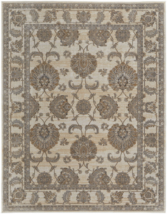 9' x 12' Power Loom Area Rug - Tan Ivory And Brown