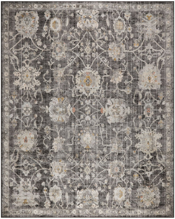 9' X 12' Floral Distressed Area Rug (573735) - Gray