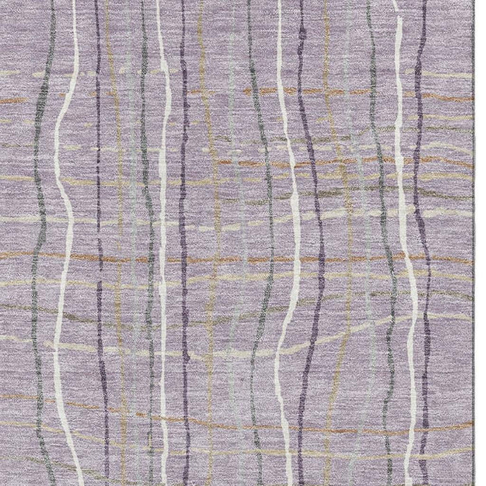 10' X 14' Striped Washable Area Rug With UV Protection (678568) - Lavender / Ivory / Gray