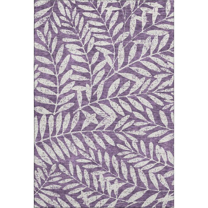 10' X 14' Floral Washable Area Rug With UV Protection (671486) - Purple / Ivory