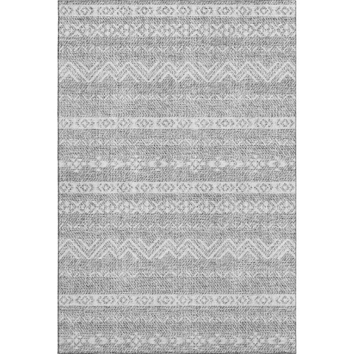 10' X 14' Southwestern Washable Area Rug With UV Protection - Gray And Silver