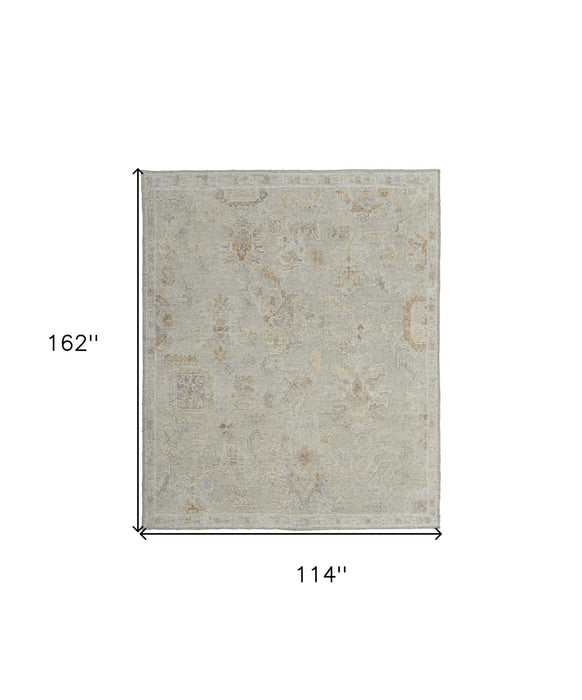 9' x 13' Wool Floral Hand Knotted Area Rug - Gray And Brown