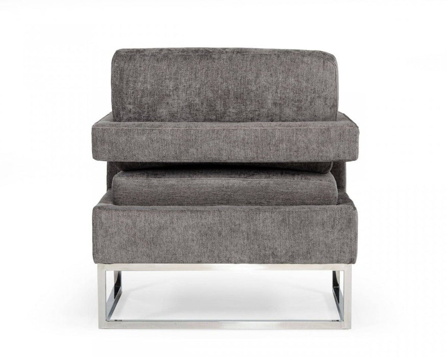 Fabric Arm Chair - Dark Gray And Silver