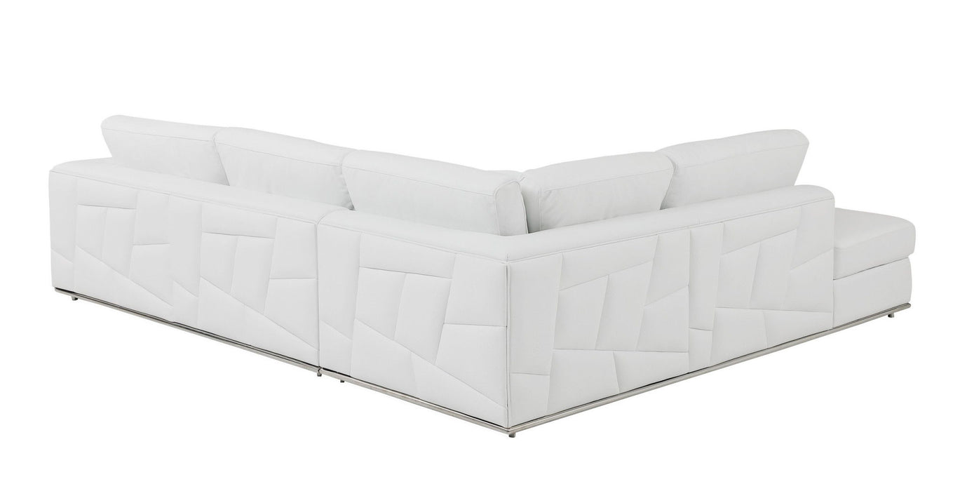 Italian Leather Reclining L-Shaped 2 Piece Corner Sectional - White