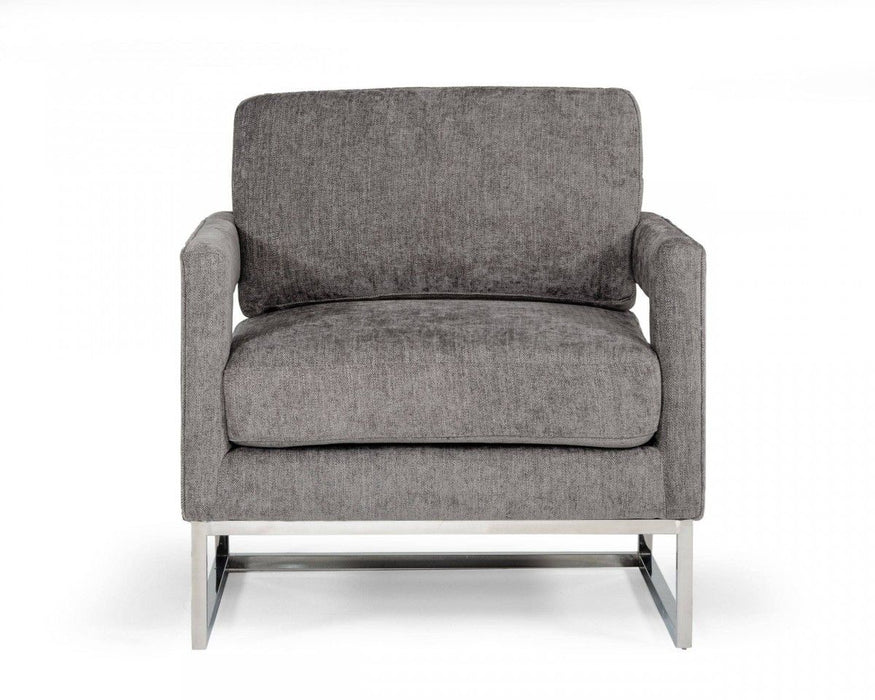 Fabric Arm Chair - Dark Gray And Silver