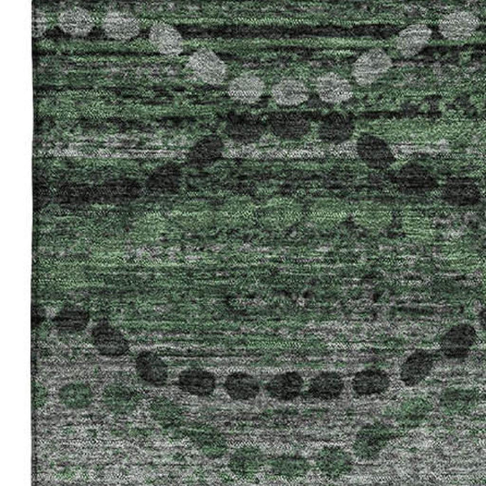 10' X 14' Abstract Geometric Washable Area Rug With UV Protection (715327) - Olive Green / Gray