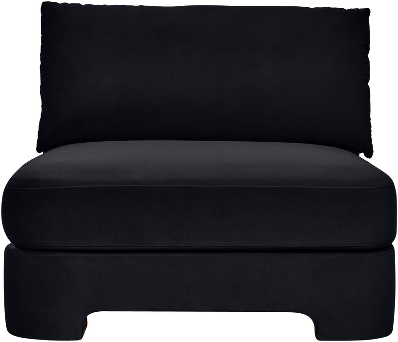 Velvet performance fabric upholstered armless stationary chair by Meridian Furniture, modern design with plush seating.