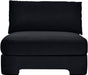 Velvet performance fabric upholstered armless stationary chair by Meridian Furniture, modern design with plush seating.
