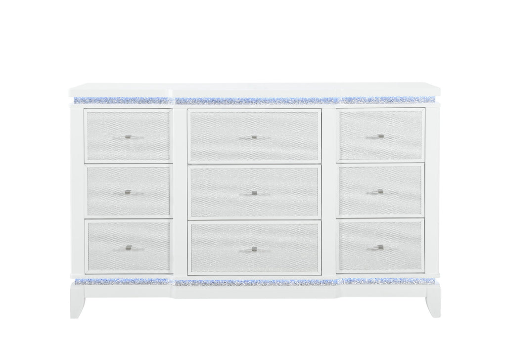 Alina - 5 Piece Queen Bedroom Set With LED, Cooler, Speaker And USB - White