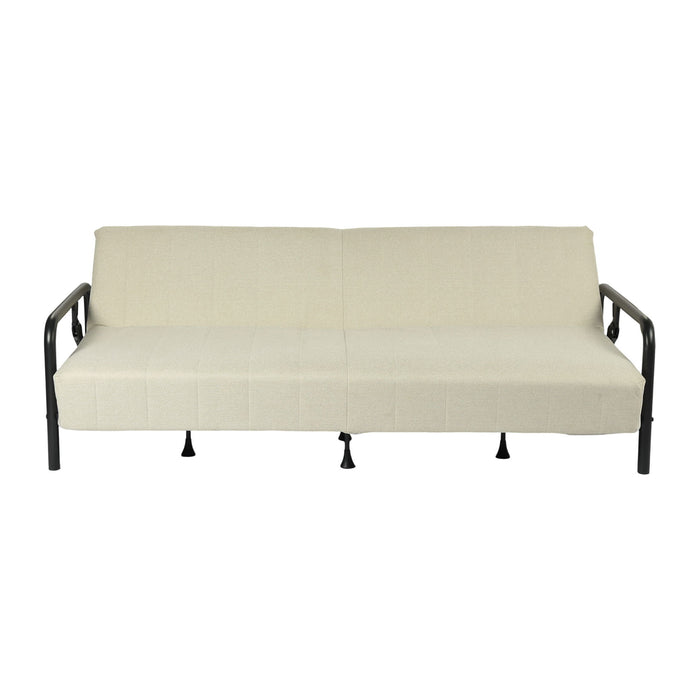 Fabric Convertible Futon Steel Sleeper Reclining Sofa - Beige