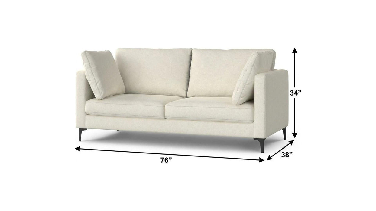 76" Fabric Sofa With Black Legs - Cream