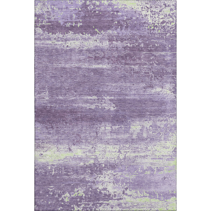 10' X 14' Abstract Washable Area Rug With UV Protection (701111) - Purple / Ivory