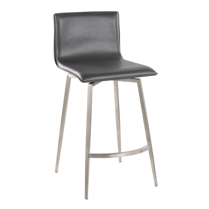 Mason - 26" Upholstered Fixed-Height Counter Stool With Swivel (Set of 2) - Stainless Steel