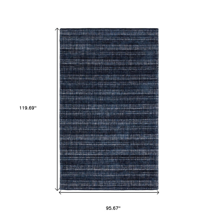 8' X 10' Striped Hand Tufted Area Rug - Navy Blue And Blue