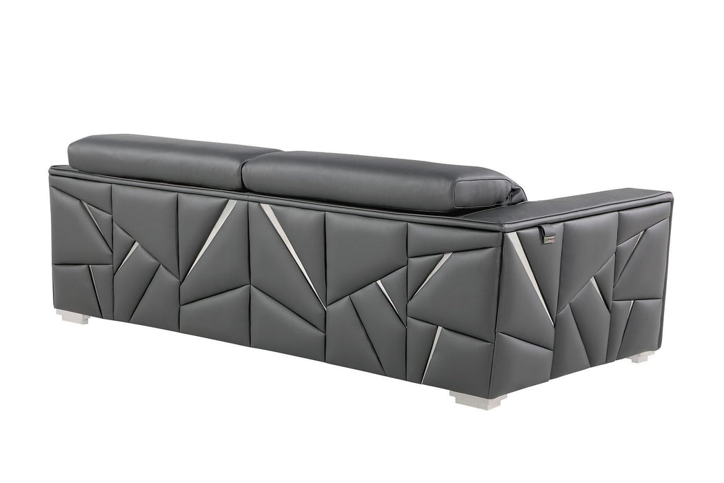 Italian Leather Loveseat (720479) - Dark Gray / Silver